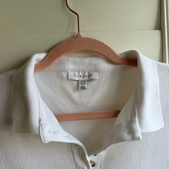 S O L D Topshop sporty ribbed polo mini dress in white size small - Picture 3 of 11